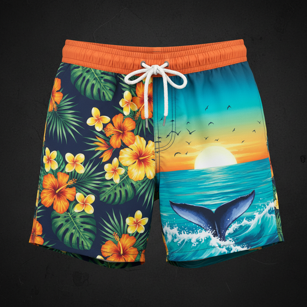 Men's Artistic Swim Shorts - Tropical Sunset Edition