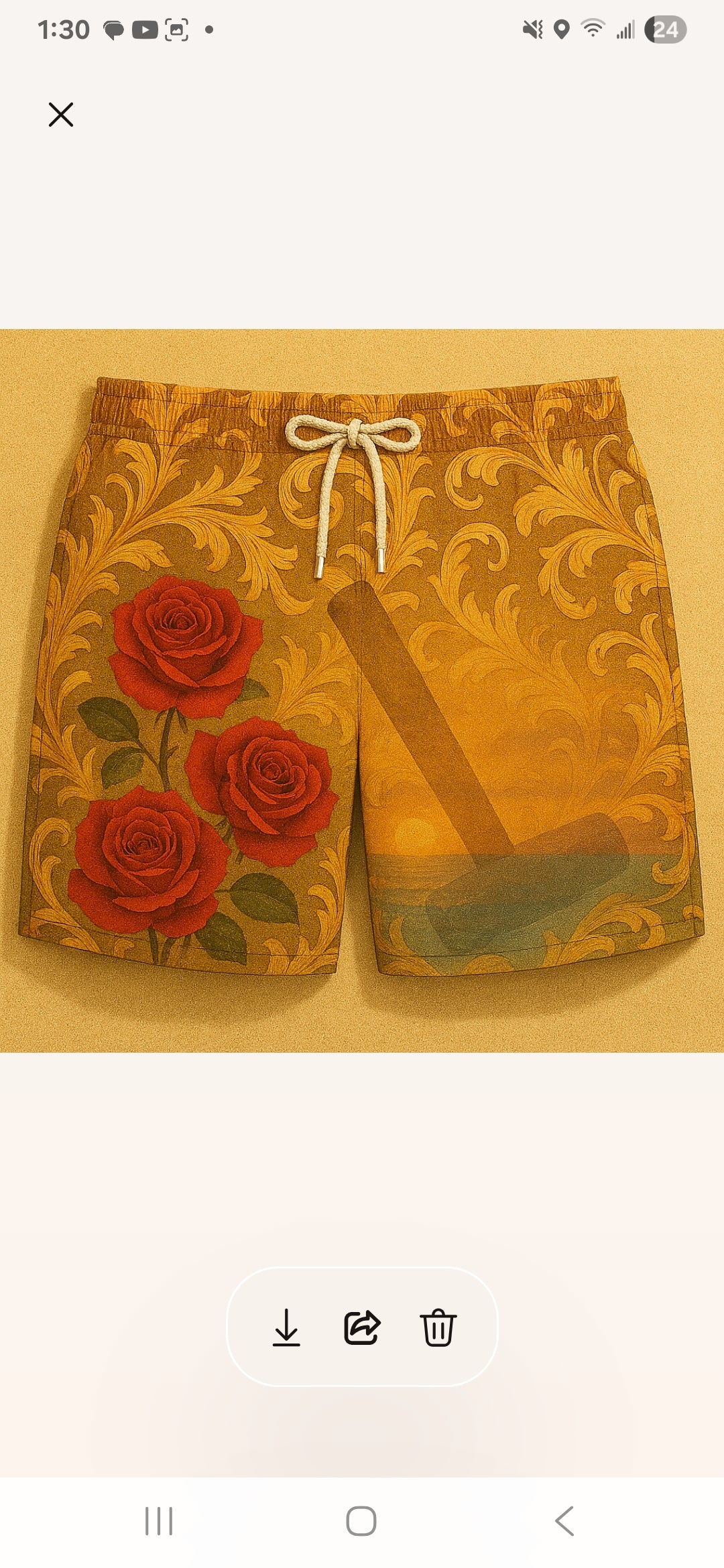 Men's Artistic Swim Shorts - Golden Baroque Edition
