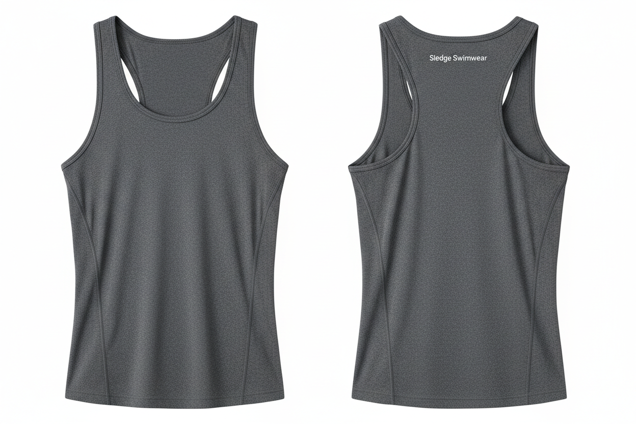 Charcoal gray tank top front and back view