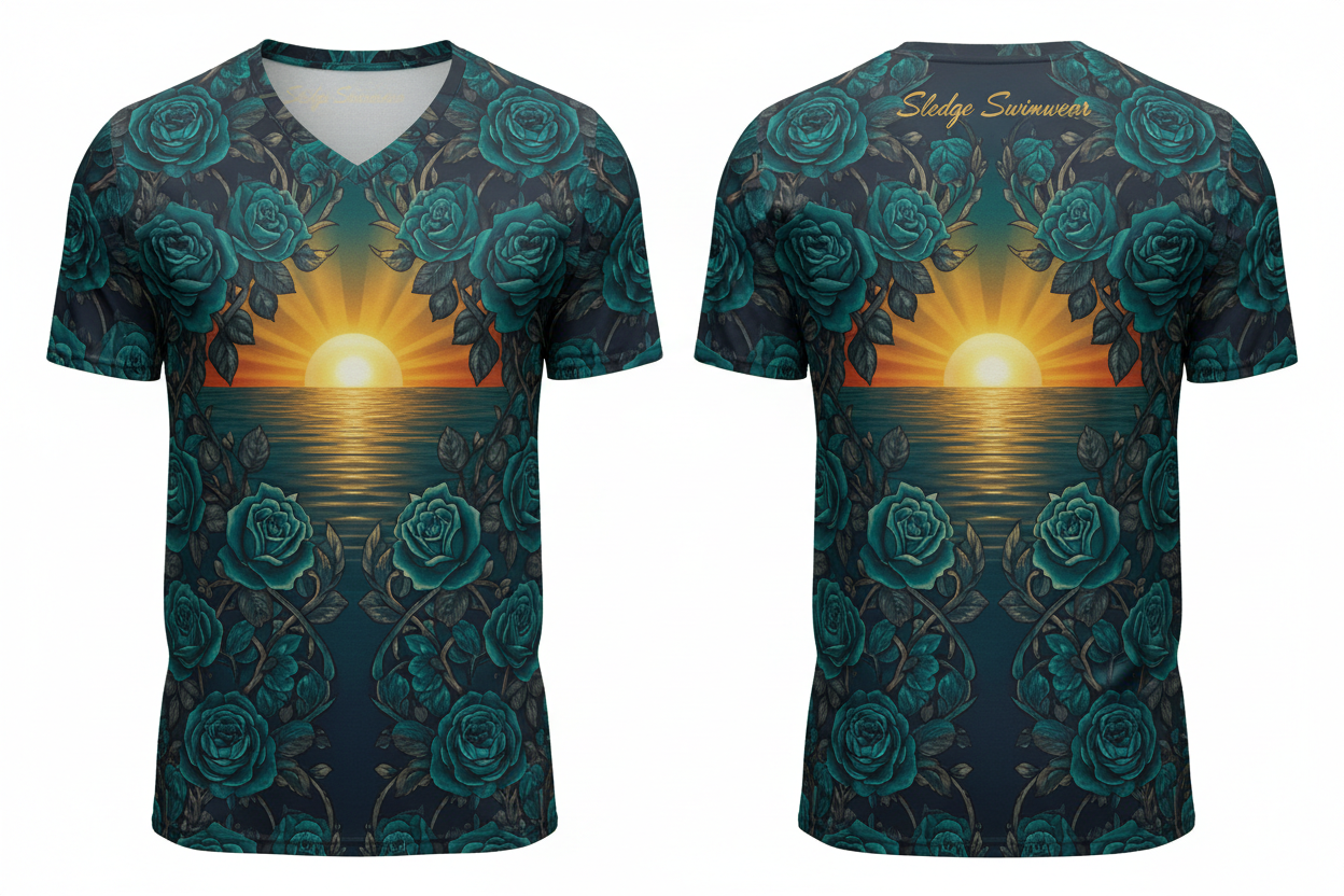 Emerald ocean v-neck front and back