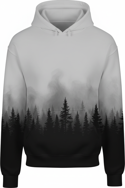 Washington Pine Trees Hoodie - Misty Forest Silhouette