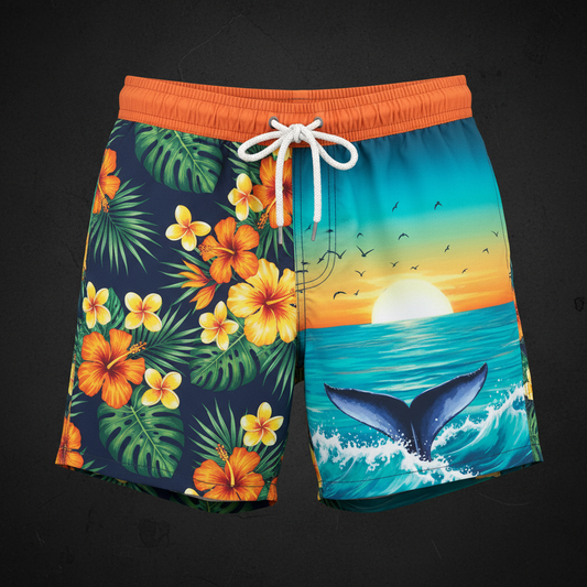 Men's Artistic Swim Shorts - Tropical Sunset Edition