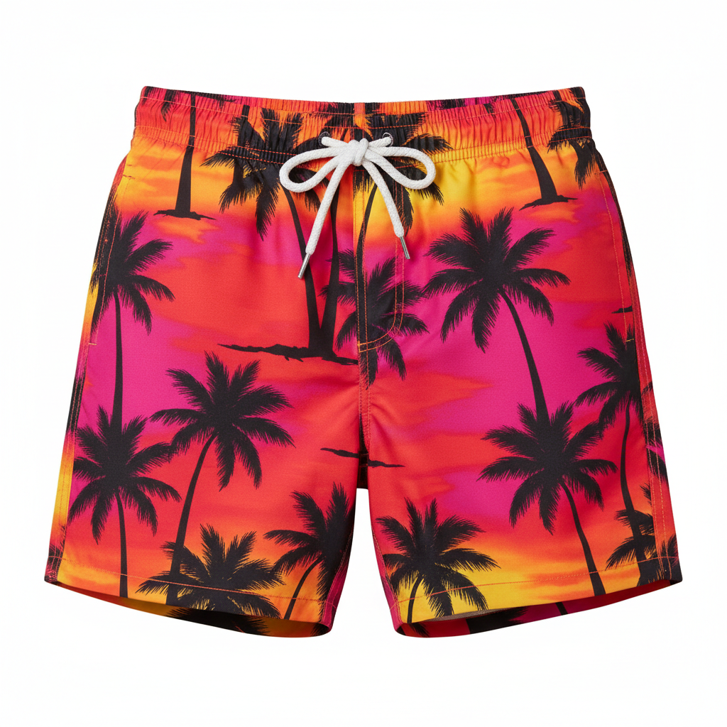 Men's Tropical Sunset Palm Swim Shorts