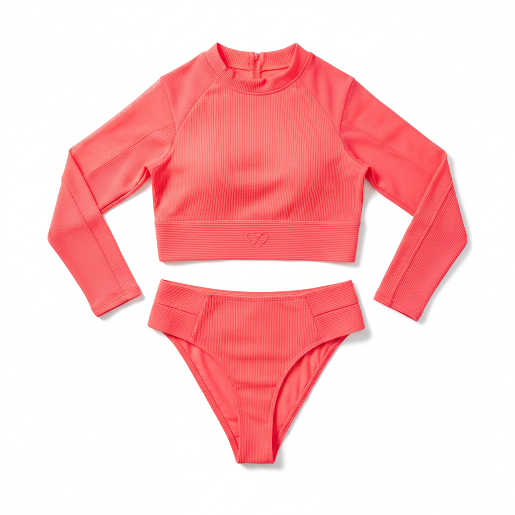 Women's Neon Pink Sporty Crop Bikini Set
