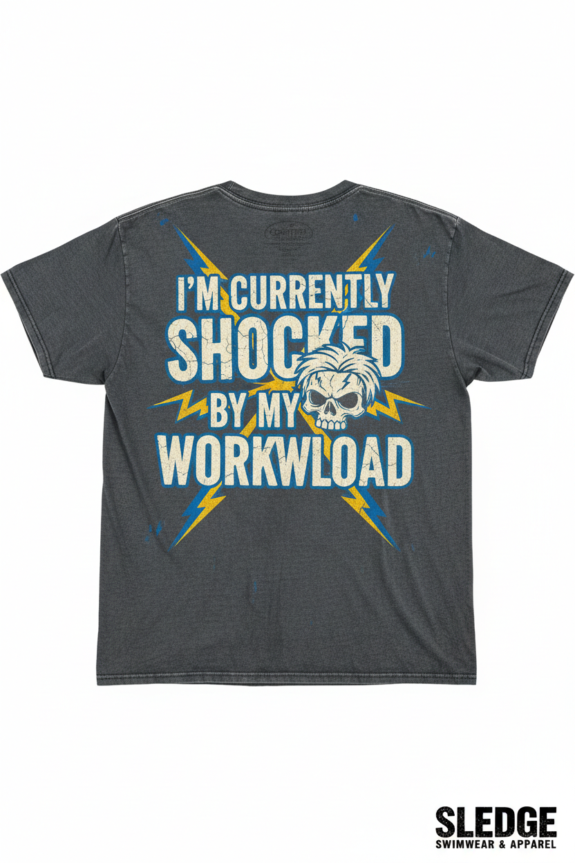 Electrician V-Neck Comfort Colors T-Shirt - Currently Shocked By My Workload