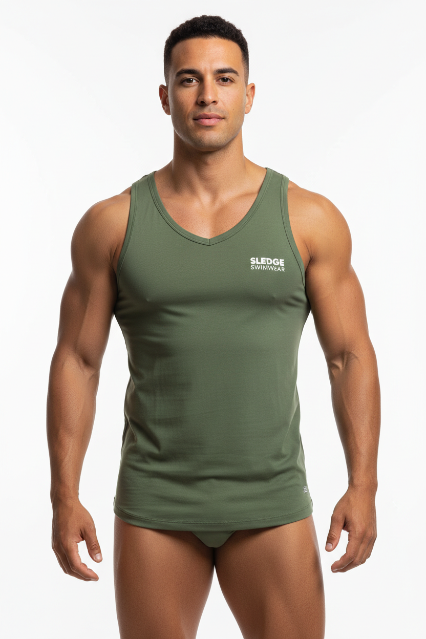 Olive Men's V-Neck