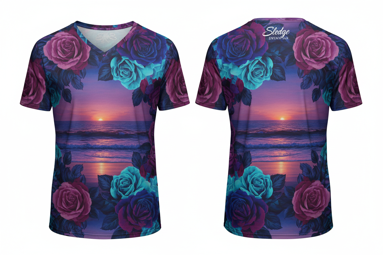 Purple twilight v-neck front and back