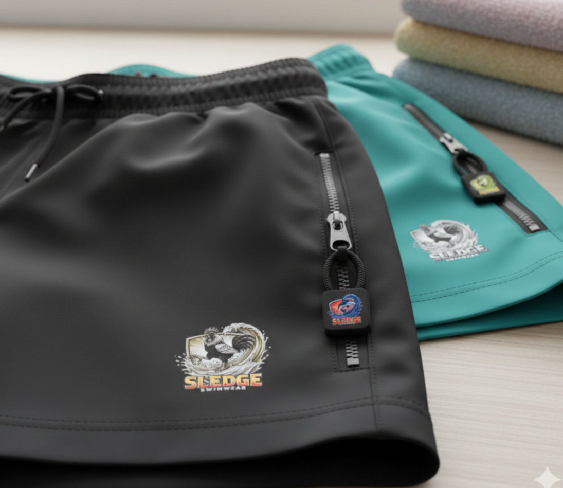 Men's Artistic Swim Shorts - Roses & Sunset Design