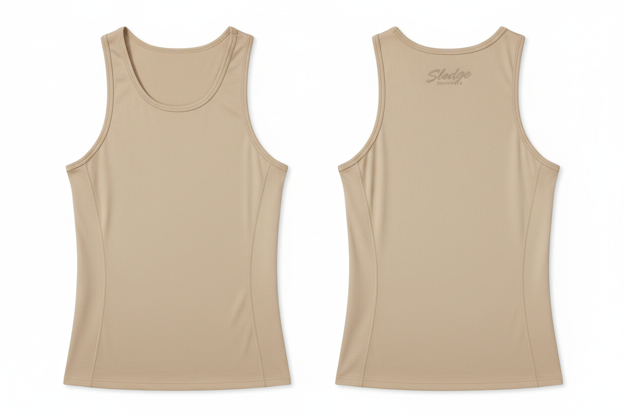 Sand beige tank front and back