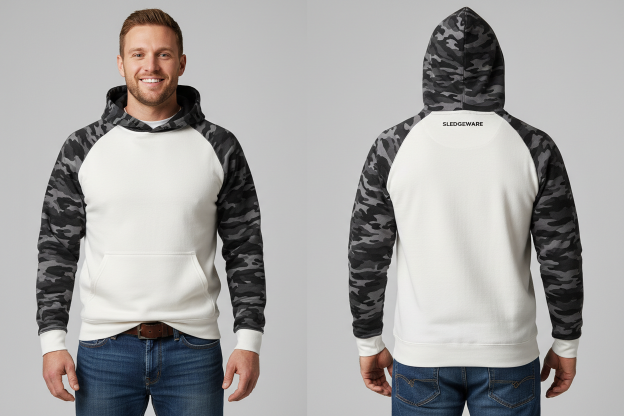 White Camo Colorblock Hoodie