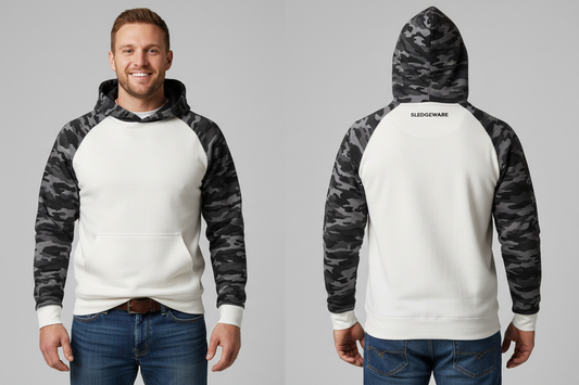 White Camo Colorblock Hoodie