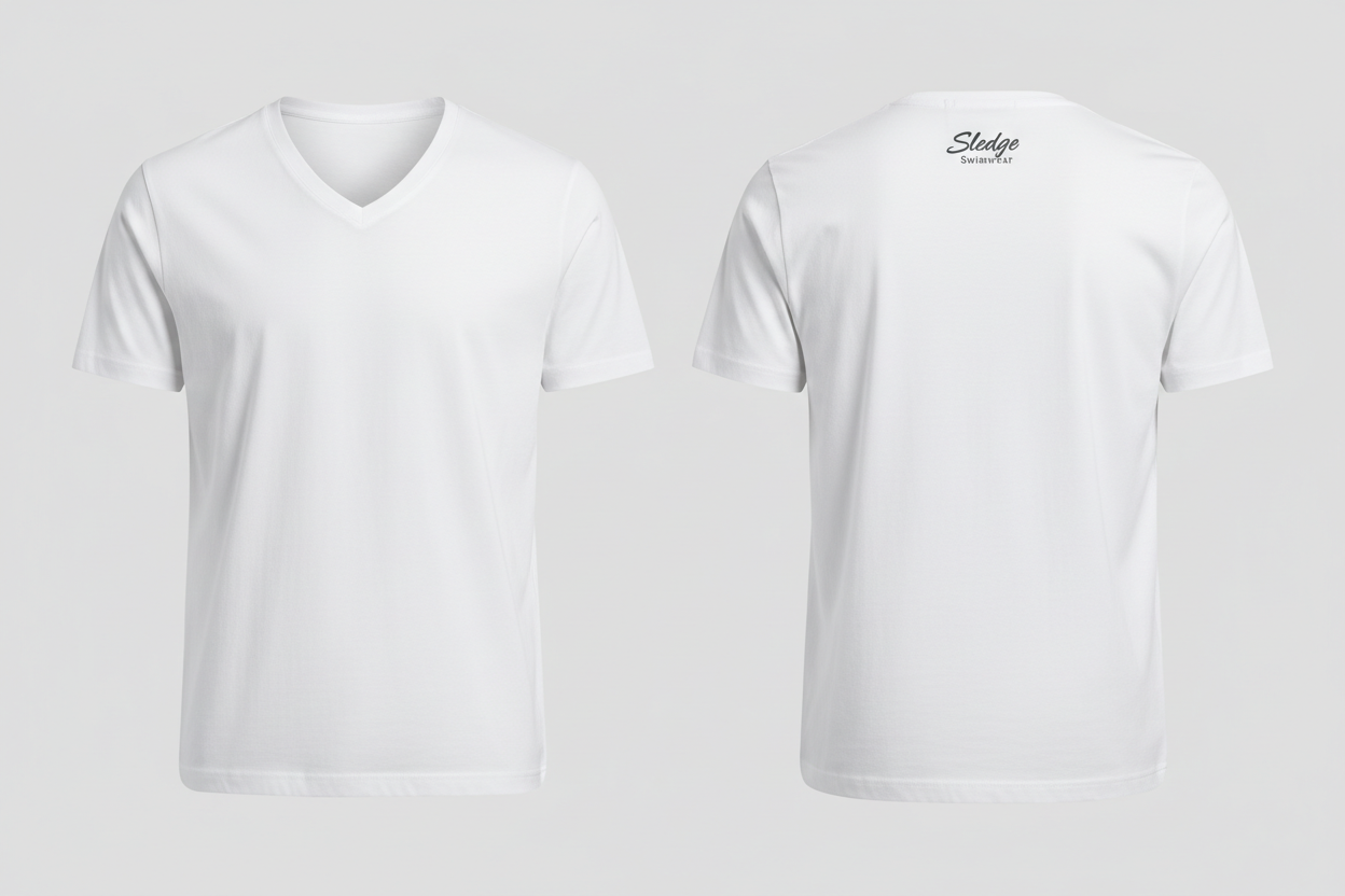 White v-neck front and back